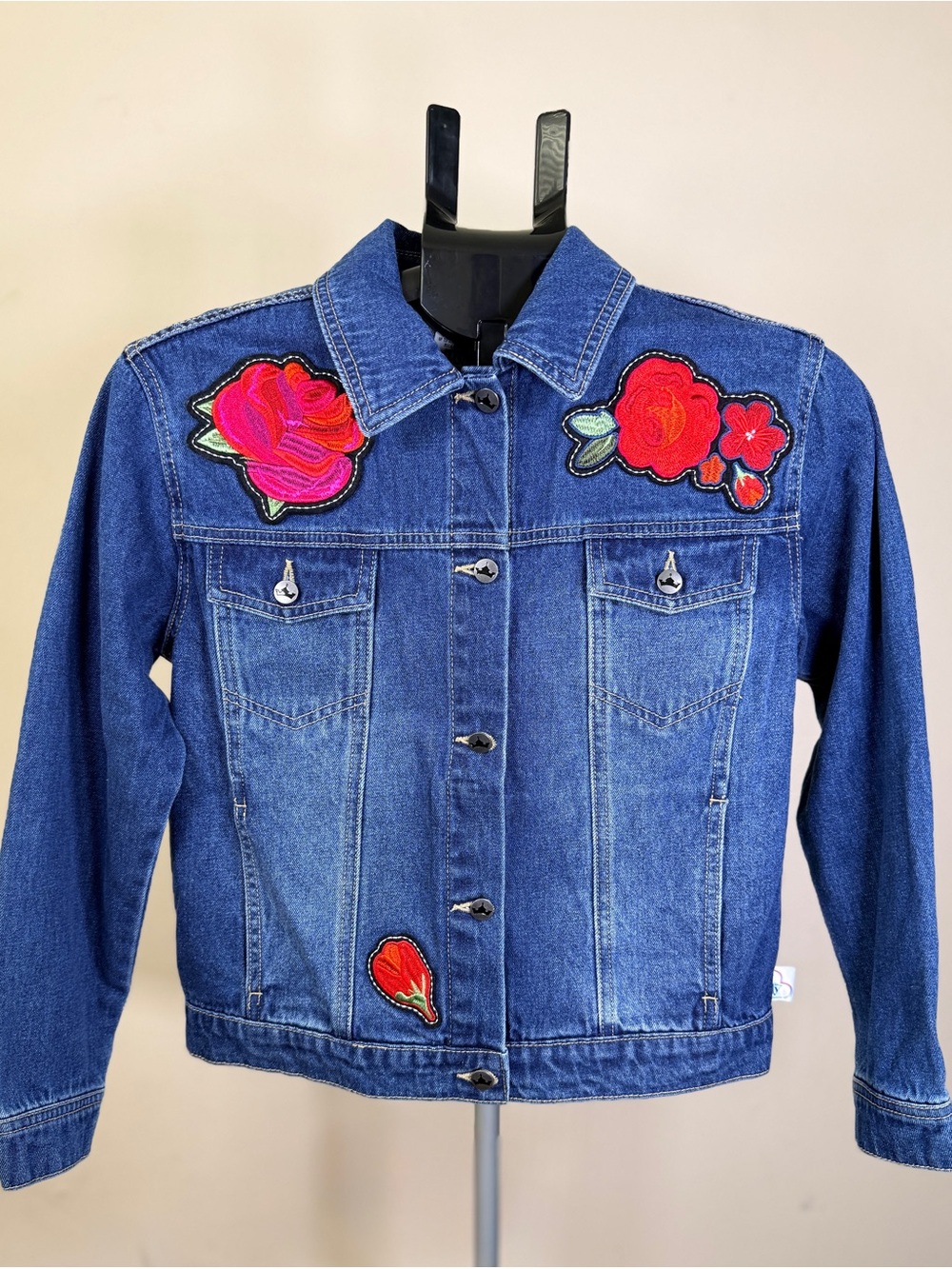 Disney ily 4EVER Belle Rose Denim Jacket Kids Beauty and the Beast Size 11/12